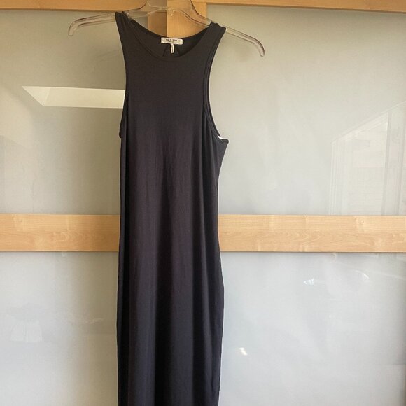 Rag & Bone Midi Tank Dress XL Black “Moon” Rib Knit Bodycon NEW - Picture 2 of 5